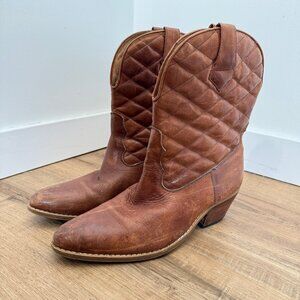 Brown Leather Cow Boy Boots Western Boho Festival 9